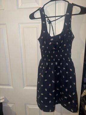 Hill House “The Cher Dress” Navy with White Floral Print